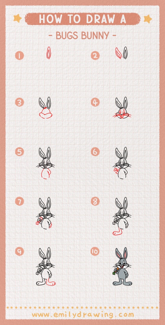 how to draw a bugs bunny pinterest pin